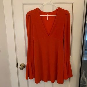 Free People size medium red long sleeve dress